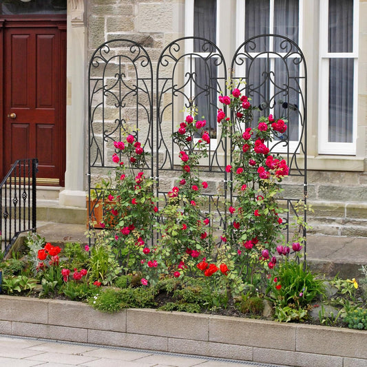 4 Pack 59x16in Metal Garden Trellis for Climbing Plants,Black Large Trellis for Climbing Plants Outdoor, Roses, Vegetables Vines Flowers Support, Large Decorative Outdoor Trellis
