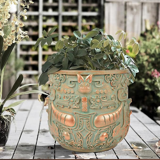 Tribal Vintage Face Planter,Lightweight Unique Plant Pots with Drainage,Eclectic Small Succulent Flower Planters Pots for Outdoor&Indoor Plants,Funny Garden Pot for Room Decor(5.5in)