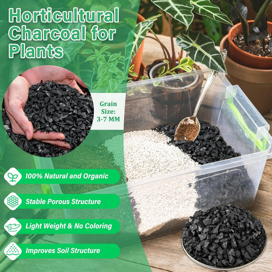Legigo 6QT All Natural Horticultural Charcoal- Activated Hardwood Plant Charcoal for Soil Amendment, Conditioning Bonsai Soil, Succulent Soil, Terrarium Supplies, Indoor Plant Potting Soil