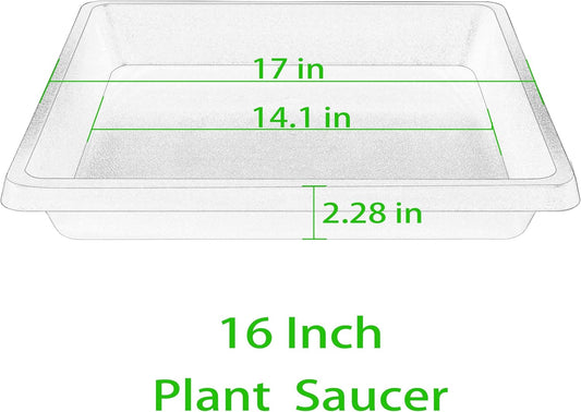 16 Inch 2 Pack Square Plant Saucer, Plant Saucers for Indoors, Large Heavy Duty Plastic Flower Plant Trays for Pots, Under Plant Water Catcher Tray for Potted Plants Outdoors (16"-Black)
