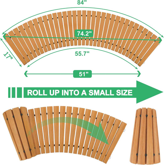 RELIANCER 6' Wooden Garden Pathway,Outdoor Roll Out Cedar Curved Walkway,Patio Path Decorative Garden Boardwalk Walkways,Weather-Resistant Roll Up Beach Wood Road Floor,Wedding Party Pathways