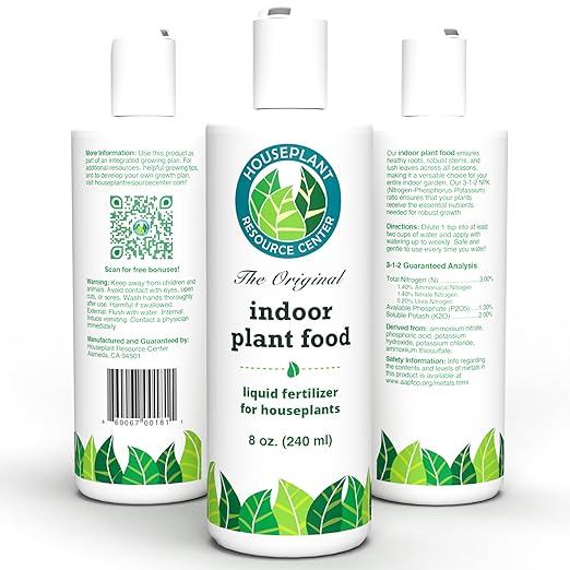 Indoor Plant Food by Houseplant Resource Center - Organic Liquid Fertilizer for Pothos, Peace Lily, Monstera, Cactus and More - 8 oz