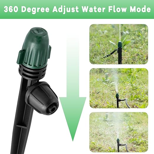 30Pcs Irrigation Misters Emitters for 1/4" Drip Tubing,Adjustable 360 Degree Automatic Atomizing Nozzles on 6.3" Arrow Stake Micro Spray Irrigation Kits for Patio Misting Plant Watering System