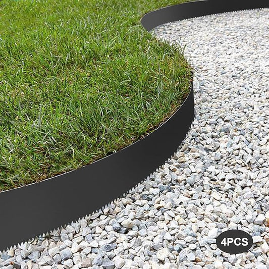 40" x 8" Steel Landscape Edging, 4PCS Garden Landscape Edging Border Metal Steel Lawn Edging Garden Border Edging for Landscaping Black Lawn Edge for Garden Yard