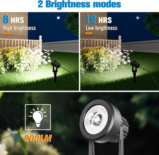 APONUO Solar Spot Lights Outdoor 6-in-1 Solar Landscape Lights Dusk to Dawn Solar Uplights IP65 Waterproof 9.8ft Cable Outdoor Spot Lights for Yard Pathway Garden Tree Decoration (Cool White)