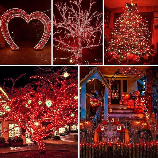 2 Pack 480 LED Solar Chrismas Lights Outdoor, 170 FT Super Long Solar String Lights for Outside with 8 Modes & Memory Function, Waterproof Twinkle Light for Xmas Tree Yard Party Decorations (Red)