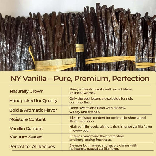25 Whole Vanilla Beans Grade A + | Premium Vanilla Bean Pods for Making VanillaExtract | NON GMO | Perfect for Homemade Extract, Baking, Ice cream, Desserts |~6-8 Inches | NYVanilla.