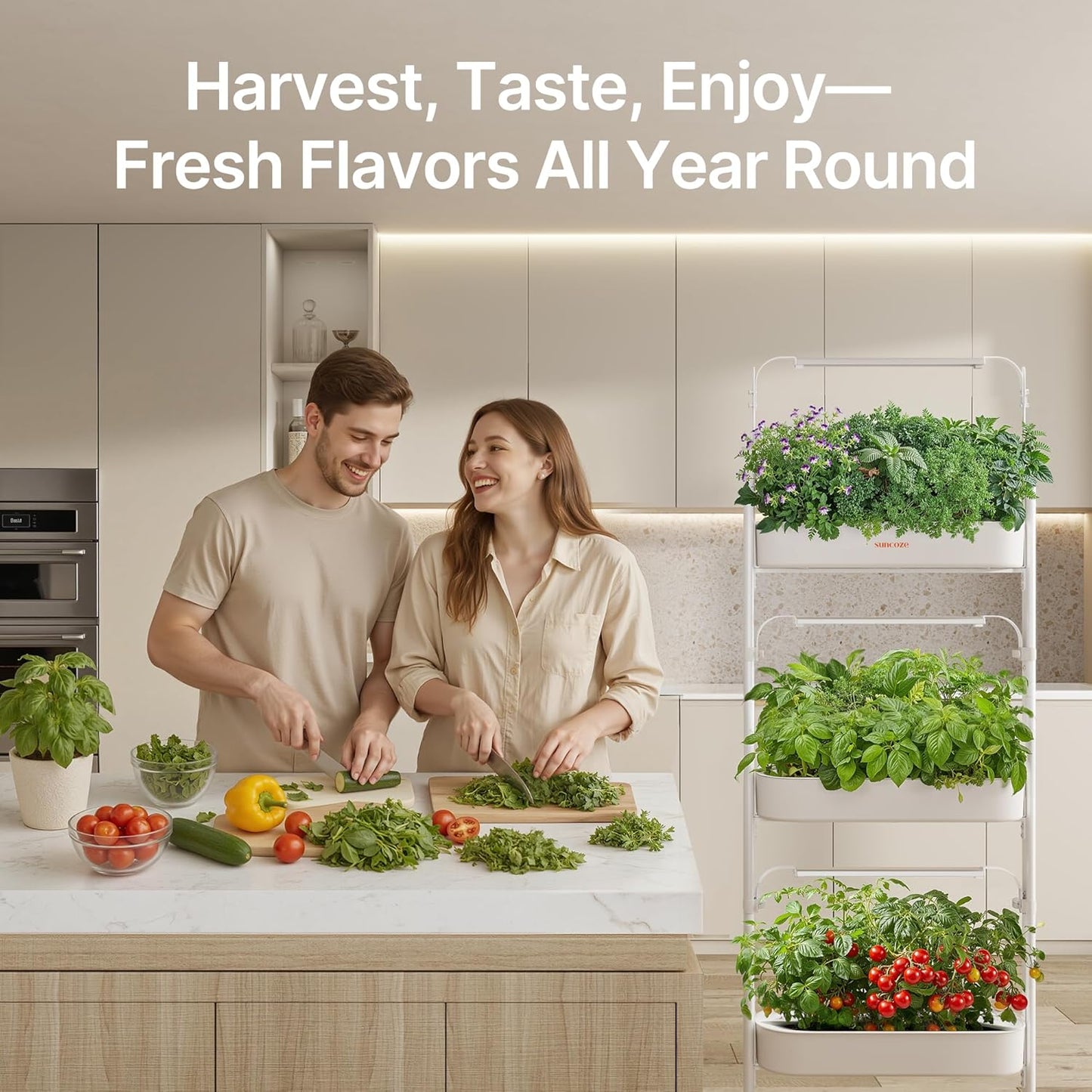 SUNCOZE 3-Tier Hydroponics Growing System Kit with 36 Pods – Full Spectrum Grow Lights, Hydroponic System Equipped with Smart Controller, Indoor Herb Garden Kit for Vegetables, Herbs, Fruits&Flowers