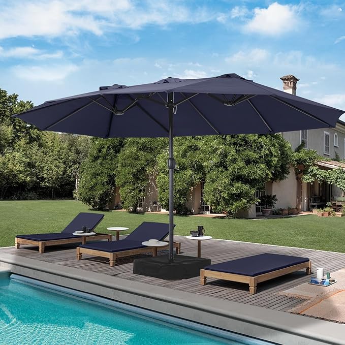 MASTERCANOPY Patio Outdoor Umbrella,15FT Double Sided Large Umbrella with Base