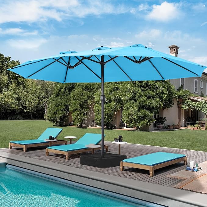 MASTERCANOPY Patio Outdoor Umbrella,15FT Double Sided Large Umbrella with Base