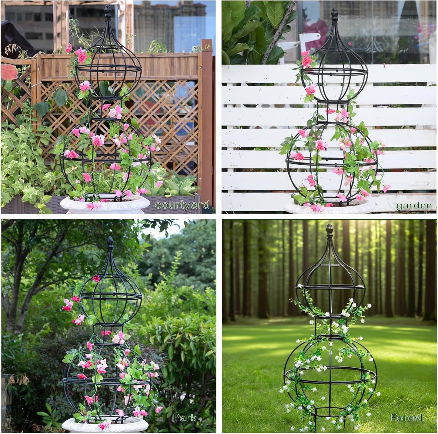 48.8"x17" Metal Obelisk Trellis for Climbing Plants | Unique Outdoor Support for Rose Bushes and Tall Vines | Durable & Weather-Resistant Garden Decor