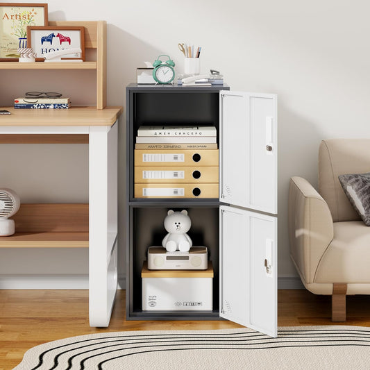 2 Door Metal Storage Locker Cabinet for Office, Home, Gym, School, Steel Cabinet to Storage File, Toys, Shoes and Sports Equipment, Locker Organizer for Gym Office Bedroom (2 Door, Grey)