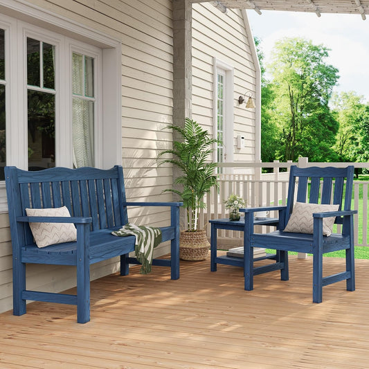 Stoog All-Weather Patio Chairs Set of 2, Heavy Duty Outdoor Chairs with 400 lbs Weight Capacity, Garden Chair for Backyard, Deck, Lawn & Porch, Blue