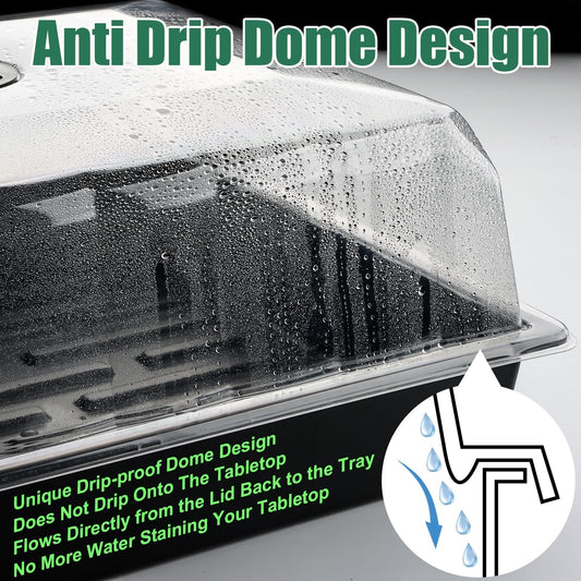 5-Pack No Drip Seed Starter Trays with 4" Humidity Dome - 240 Cells Deep Root Plug Trays, 2.76" Depth for Strong Roots Perfect for Vegetables, Herbs, Flowers & Plant Propagation, Gardening Supplies