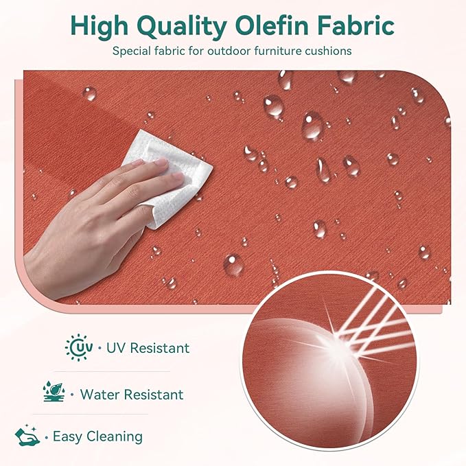 Outdoor Chair Cushions 23" x 24" x 4", Patio Deep Seat Replacement Cushions Set with Zippered Removable Cover, Weather-Resistant Olefin Fabric for Garden Chair Sofa Couch, Set of 5, Red