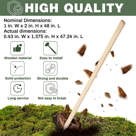 20 Pieces Wooden Garden Stakes 48 Inch Grade and Survey Stakes Wooden Garden and Sign Posts for Plant Support Silt Fence Yard Farm Survey Boundaries Baselines