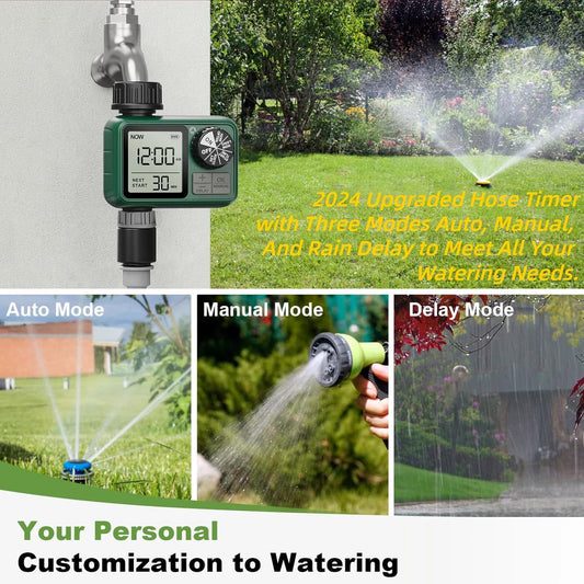 Sprinkler Timer, XinFuture Water Timer, Programmable Garden Hose Timer with Rain Delay, Manual& Automatic Watering System, Waterproof Digital Irrigation Controller Watering Lawn Evenly&Efficiently
