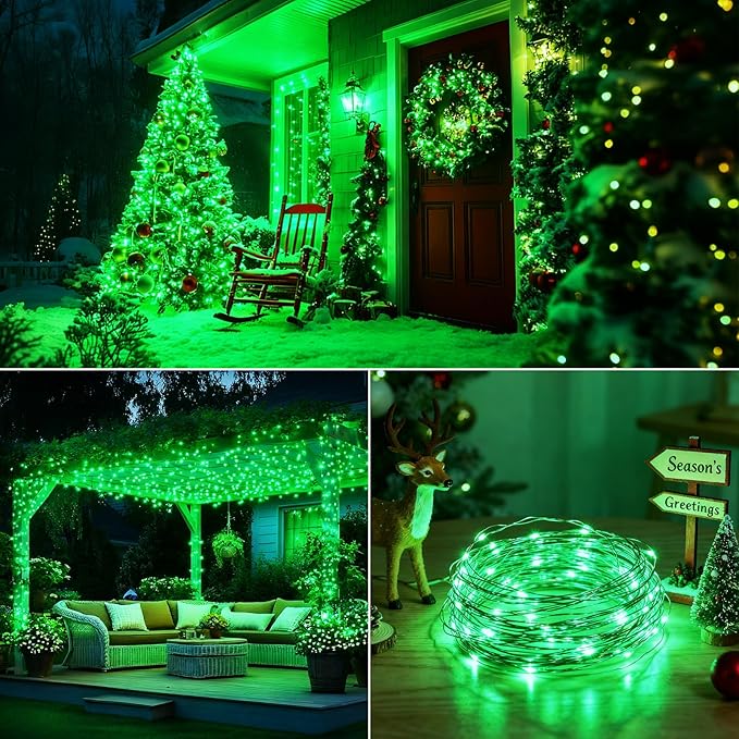 Brightever Outdoor Solar String Lights Waterproof, 2-Pack Total 80FT 200LED Solar Fairy Lights for Outside with 8 Lighting Modes, Solar Twinkle Lights for Yard, Christmas, Party (Green)