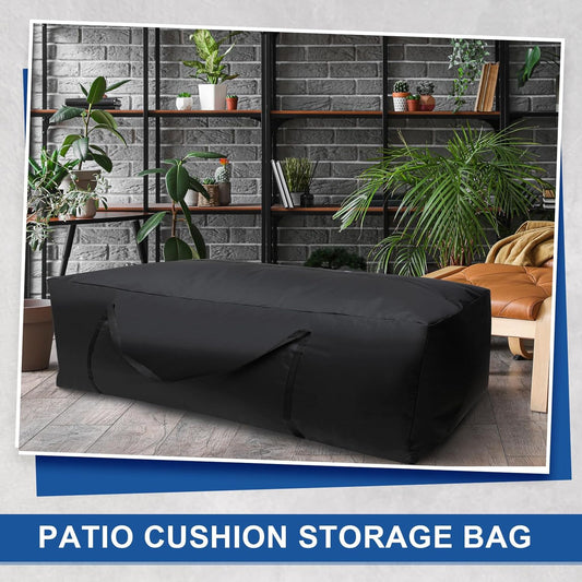 Silkfly 4 Pcs Patio Cushion Storage Bags 48" L x 15" W x 22" H Outdoor Cushion Storage Bag Extra Large Zippered Furniture Pillow Protective Storage Bag Black 420D Oxford Fabric Christmas Tree Storage