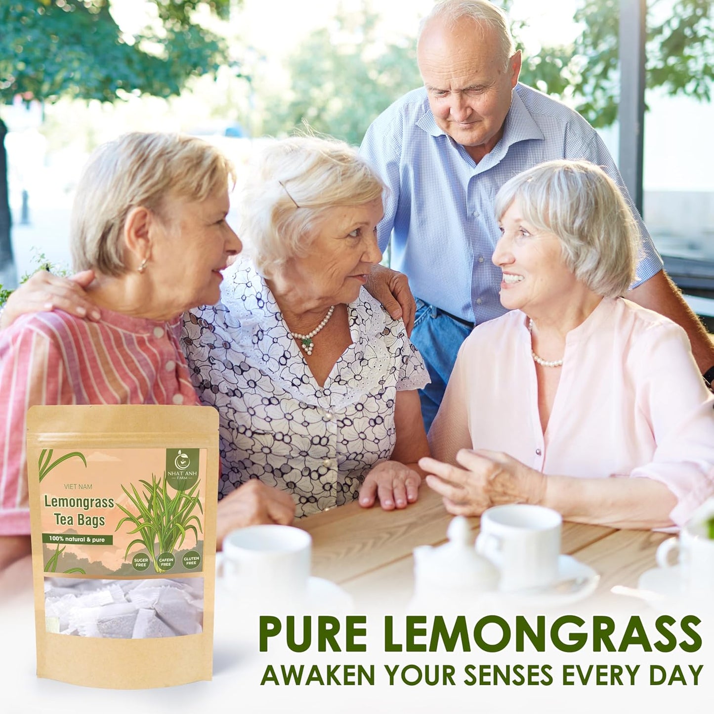 NHAT ANH FARM - Premium Lemongrass Tea Bags, 40 Lemongrass Tea Bags, 100% Natural Dried Lemongrass, Naturally Sweet Herbal Tea, Sugar-Free, Caffeine-Free, No Additives