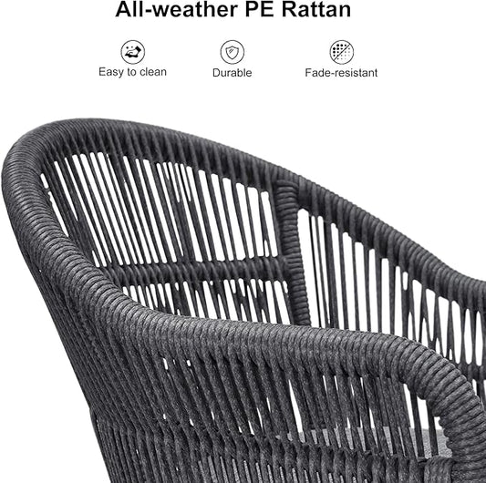 PURPLE LEAF 9 Piece Longer Patio Dining Set with Outdoor Aluminium Dining Table and Woven Chairs Modern Metal Furniture Cushions Sets for Garden Yard Indoor Decor Kitchen Gray