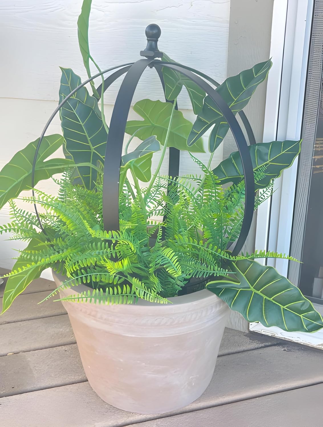 Set of 2 Metal Garden Trellis Obelisks - Durable Black Powder Coated Round Climbing Frames for Plants - Ideal Decorative Support for Flowers & Vines - Ideal for Indoor & Outdoor Gardens