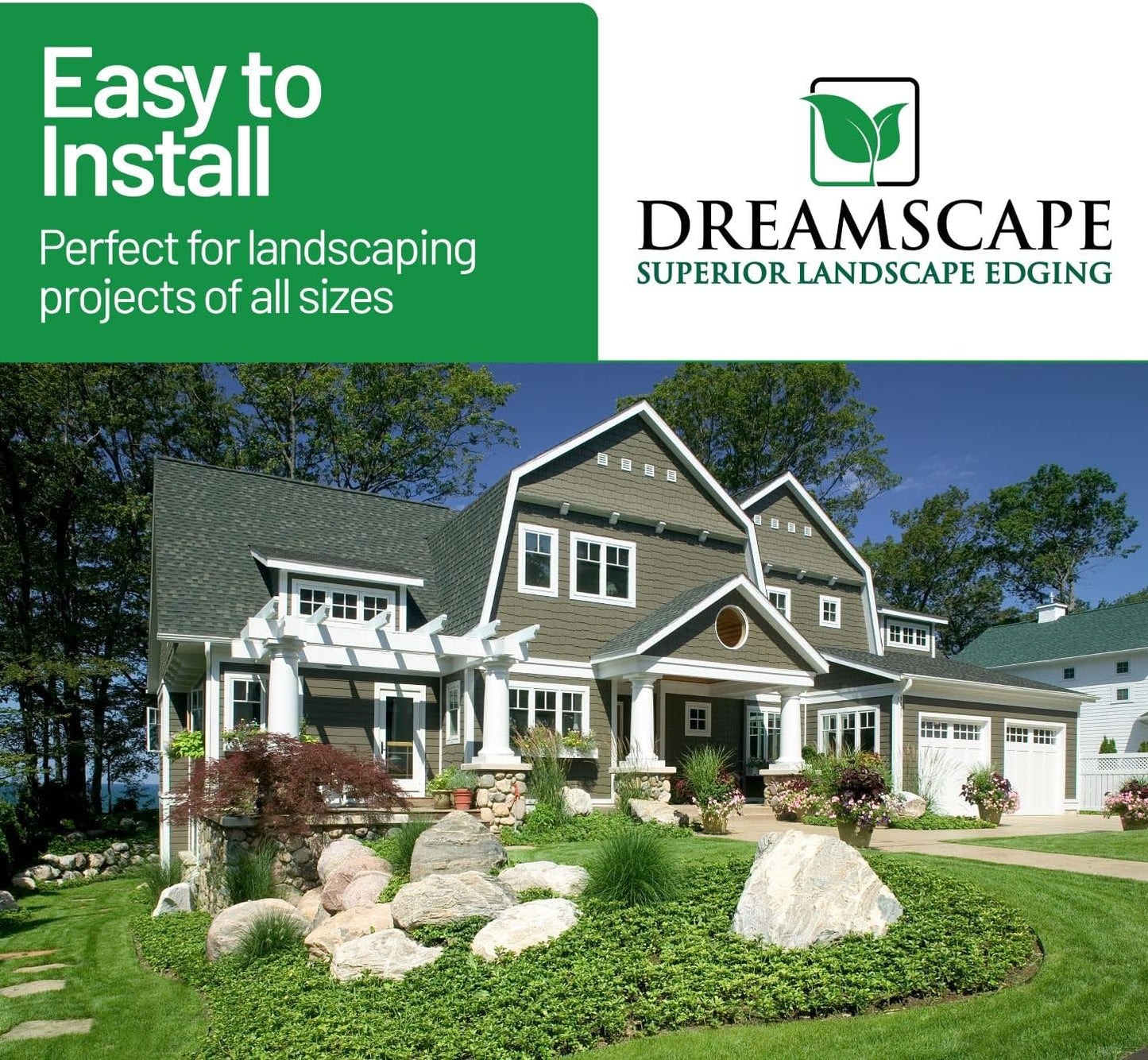 Dreamscape YardEdge Aluminum Landscape Edging - 12 Strips, 6ft Each (72ft Total), Green Duraflex Paint - Professional Quality Landscaping Border, Metal Divider for Lawn, Garden, Flowerbed