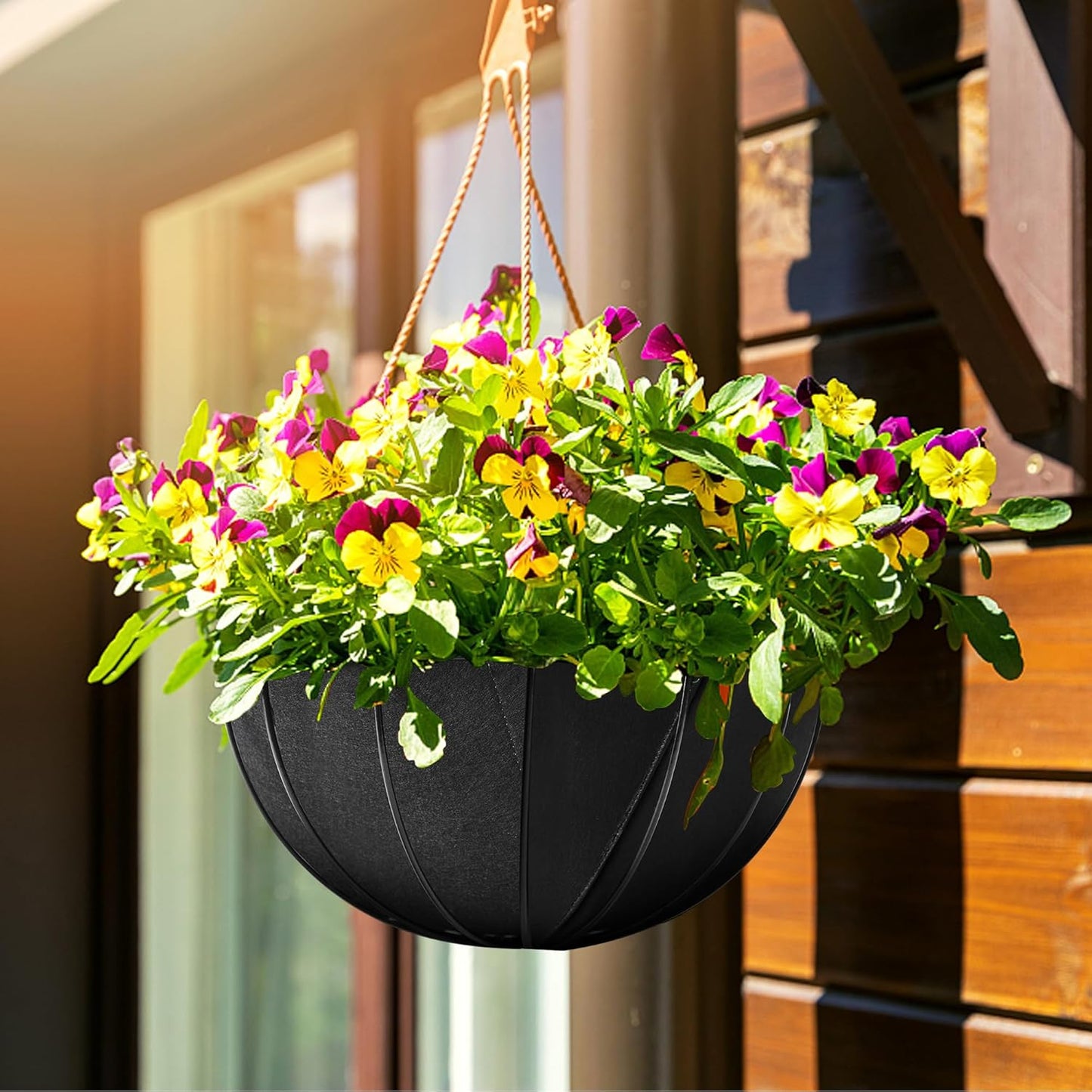 Adnee 3 Pcs 16 Inch Fabric Planter Basket Liner-Felt Flower Pot Liners-Hanging Plant Basket Fiber Insert for Garden Wall Hanging Planter Flower Vegetables(Round)