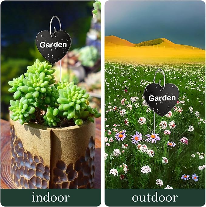 60-Pack Iron Metal Heart Shaped Garden Markers Weatherproof Metal Plant Labels Large Planting Seedling Stake Signs, for Seedlings Herbs Vegetable Greenhouse Gifts with White Marker Pen Labels