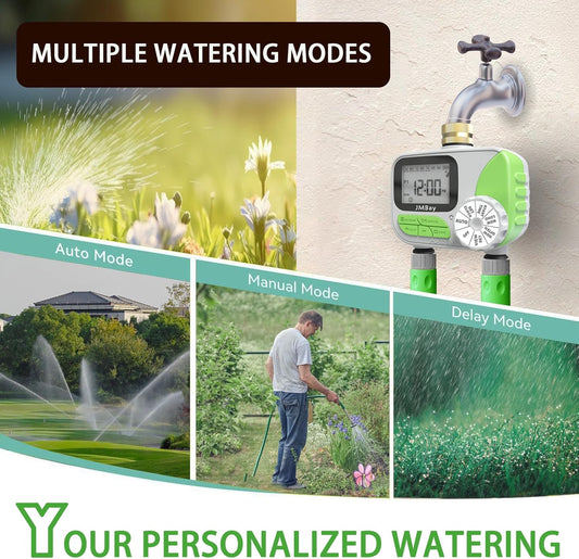 Sprinkler Timer Water Timer for Garden Hose 2 Zone, Auto Faucet Hose Timers and Irrigation System for Yard Greenhouse, Waterproof Digital Sprinkler Controller with Pure Brass Inlet for Lawn