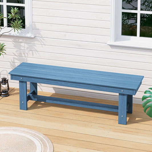 SERWALL 2-Person Outdoor Bench Backless, HDPE Outdoor Benches Weatherproof, 700 Lbs Weight Capacity, Poly Lumber Patio Furniture for Garden, Porch and Park, Navy, 2 Pack