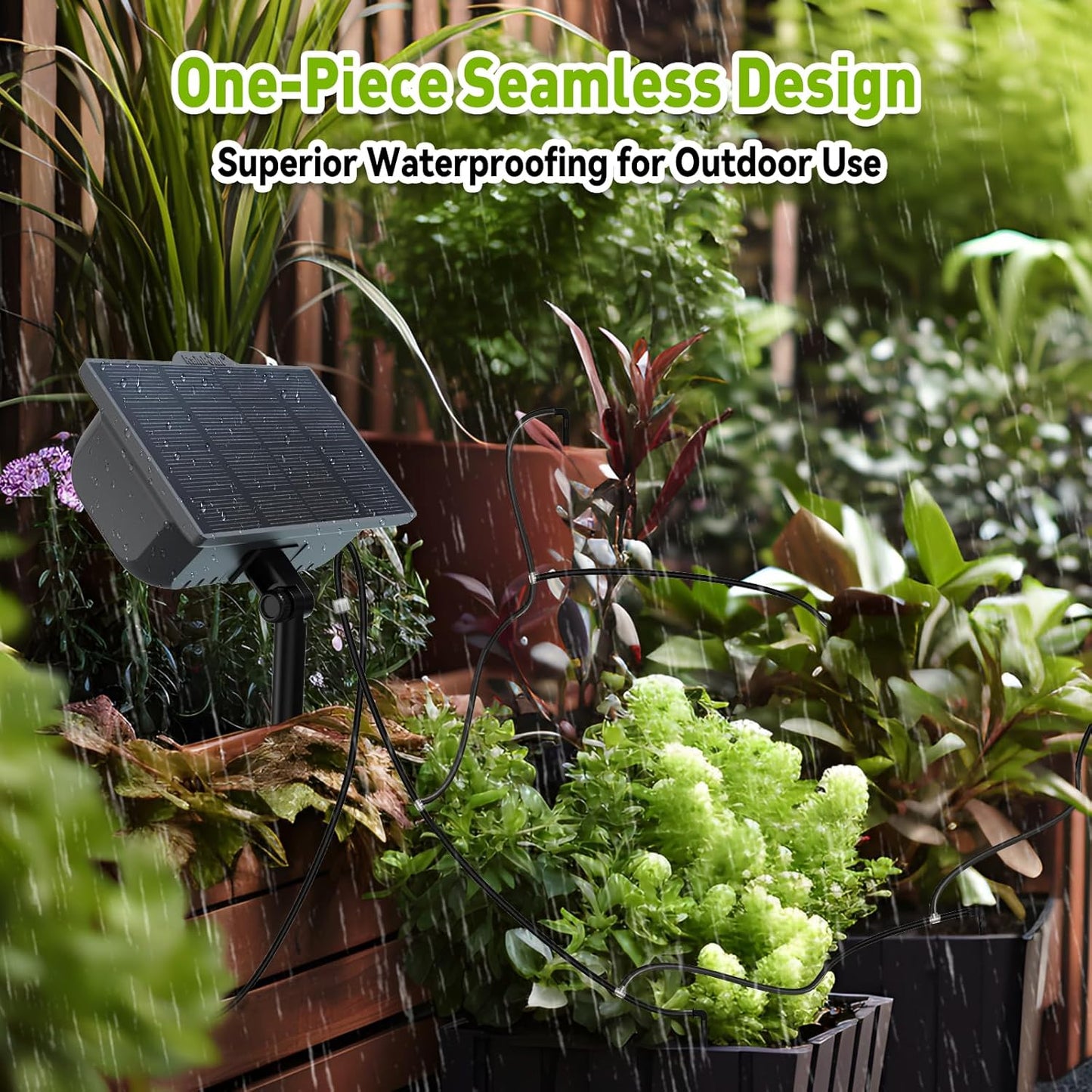 RAINPOINT Compact Programmable Solar Automatic Drip Irrigation Pump Kits Support Up to 20 Plants, Automatic Plant Waterer Self Watering Indoor/Outdoor Vacation Free Low Water Auto Shut-Off