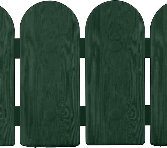 Evelyne Garden Border Edging: Wooden Fence Design - 16pcs Green Yard Landscaping Fence Liner Lawn Edge Barrier - 20ft Kit of Decorative Lawn Landscape Panels Elements -Landscaping Edging-GMT-10374-B16