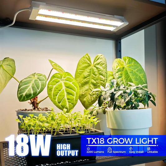 Barrina TX18 1FT Grow Light, 18W(90W Equivalent), High PPFD, Full Spectrum with 660nm Red LEDs, Grow Light Strip for Indoor Plants, Plant Shelves, Seedlings with On/Off Switch, Linkable, 1 Pack