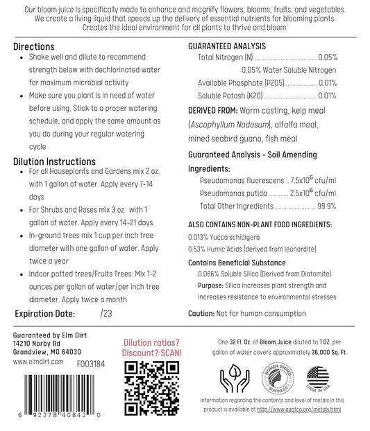 Elm Dirt's Bloom Juice for All Flowering Plants (2.5 gallons)
