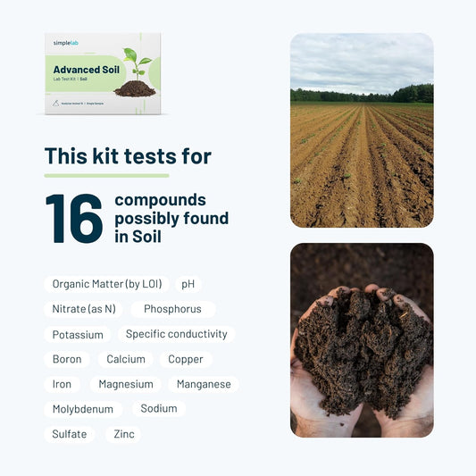 Advanced Soil Test Kit by SimpleLab | Soil Quality Tester for 16 macronutrients and micronutrients, parameters Like pH, Boron, Iron, and Phosphorus | Soil Testing Kit for Soil Health