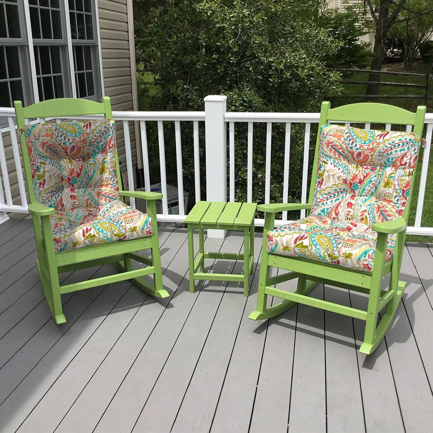 LVTXIII Outdoor Low Back Chair Cushions, Seasonal Replacement Adirondack Chair Cushion with Ties, Patio Waterproof Seat Cushions for Home Garden Use, 21 W x 21 D, Set of 2, Pretty Paisley