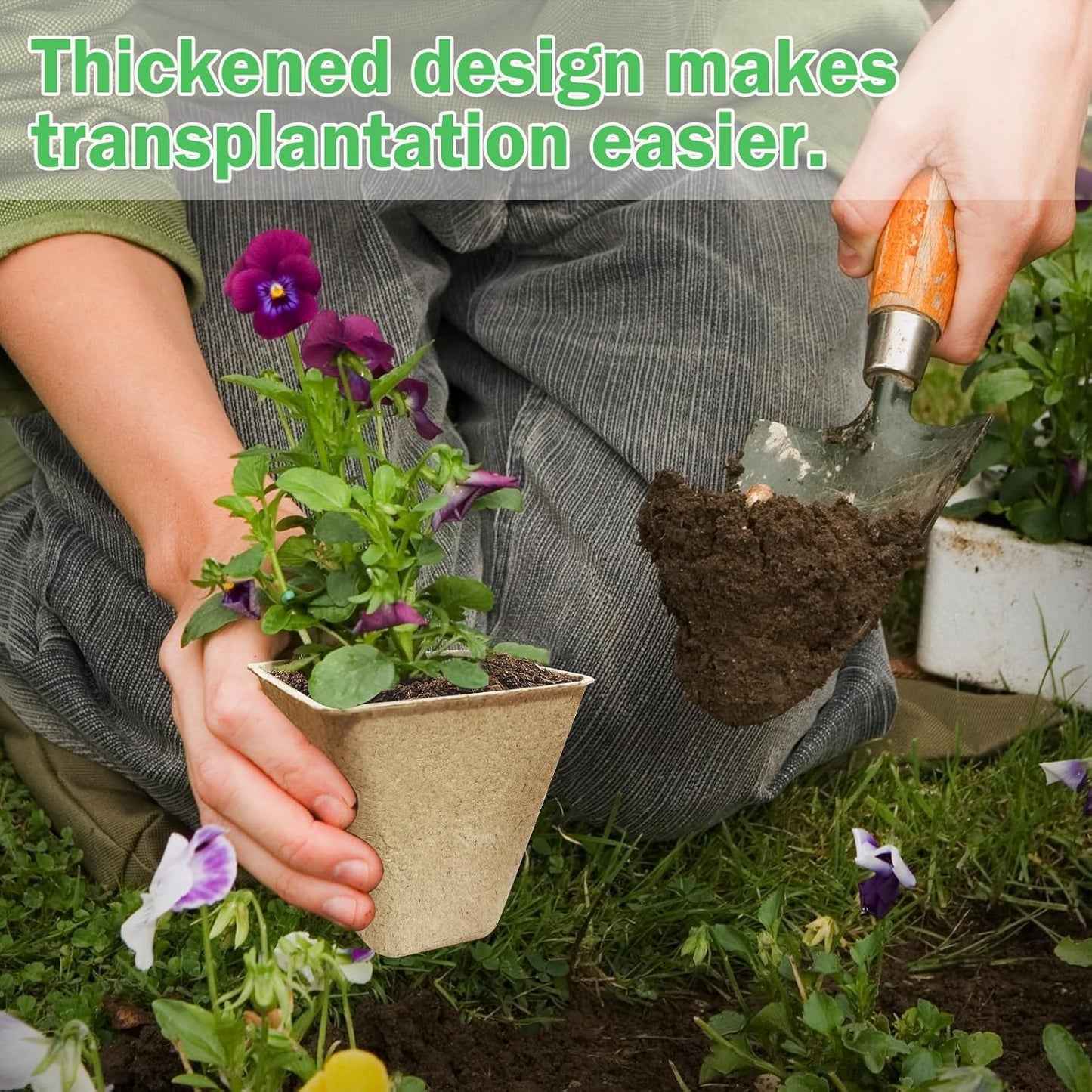 70-Pack 3.15 inch Square Peat Pots for Seedlings with Drainage Holes, Nursery Pots with 100 Labels for Plants