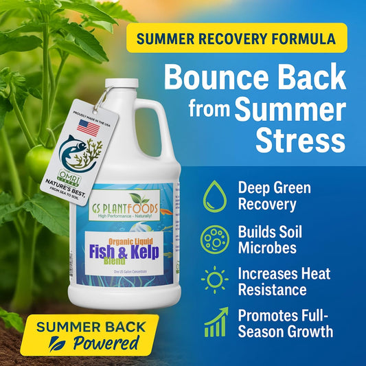 Omri Listed Fish & Kelp Fertilizer by GS Plant Foods (1 Gallon) - Organic Fertilizer for Vegetables, Trees, Lawns, Shrubs, Flowers, Seeds & Plants - Hydrolyzed Fish and Seaweed Blend