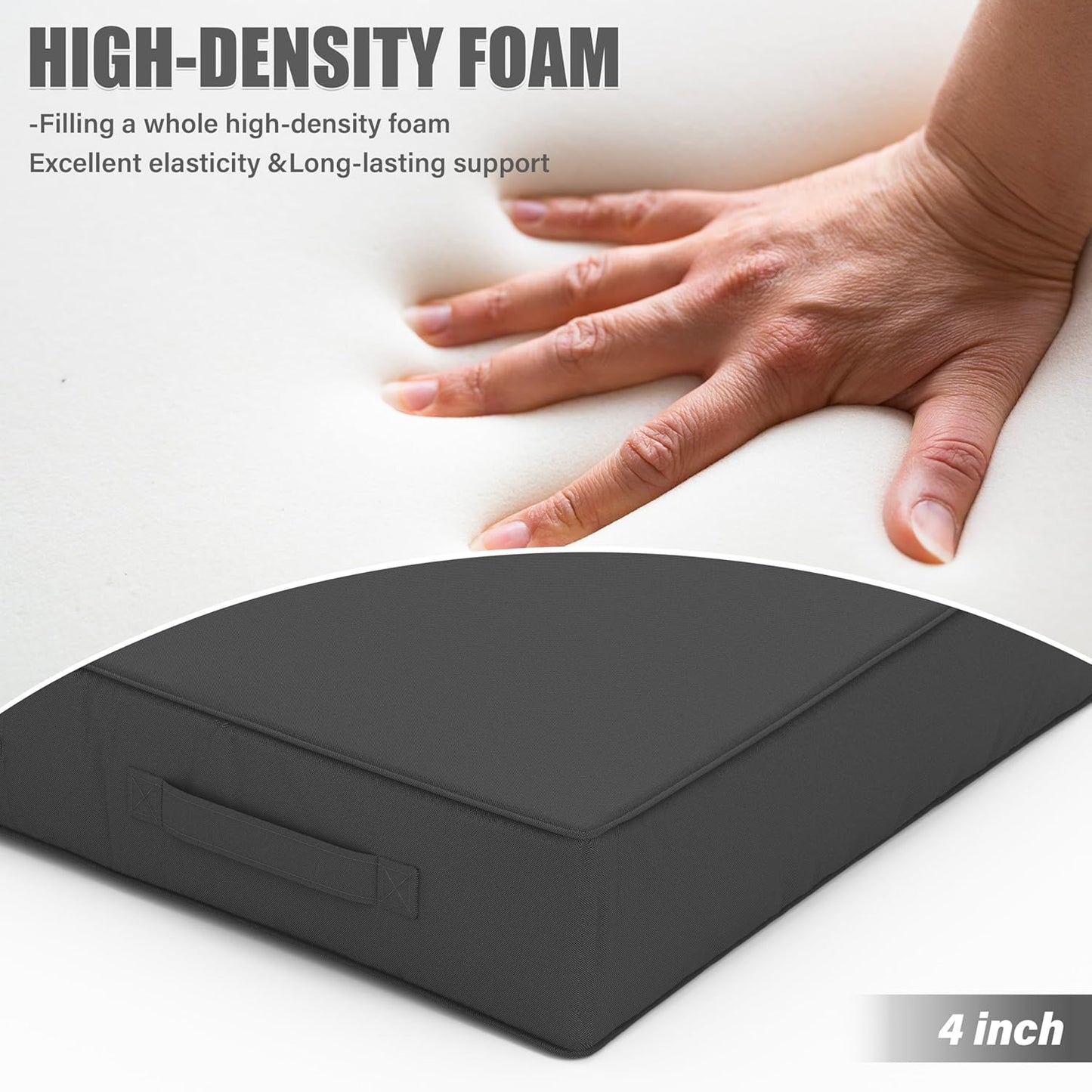 Patio Chair Cushions 19 X 19 X 4 Inch Waterproof Outdoor Seat Cushions for Patio Furniture, Outdoor Sofa Couch Pads with Ties & Handle, Set of 2, Grey