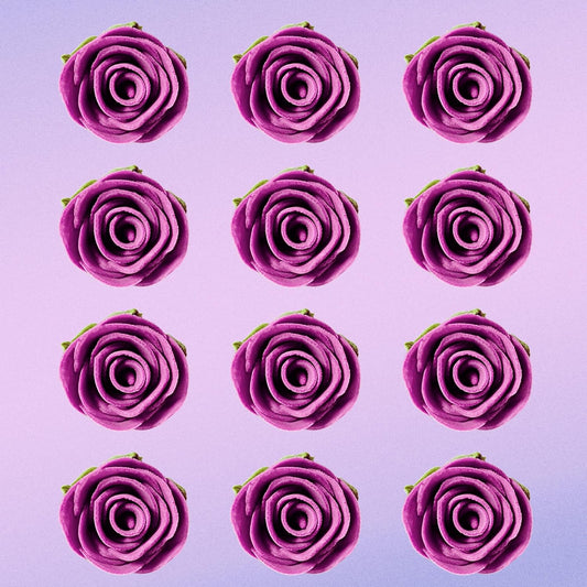 Confect Edible Rose Cake Toppers For Cupcakes & Doughnut Edible Toppers Roses for Cake Decorations - Fuchsia Pink | Vegan, Gluten-Free, Soy-Free, Dairy-Free, Palm Oil-Free -Pack of 12