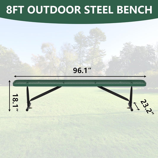 96" L Outdoor Metal Benches, Heavy Duty Garden Park Bench for Outside, Porch Chair Sports Backless Commercial Benches Mesh Bench for Shopping Mall, Store, Lawn, Park, Patio, Deck, Garden