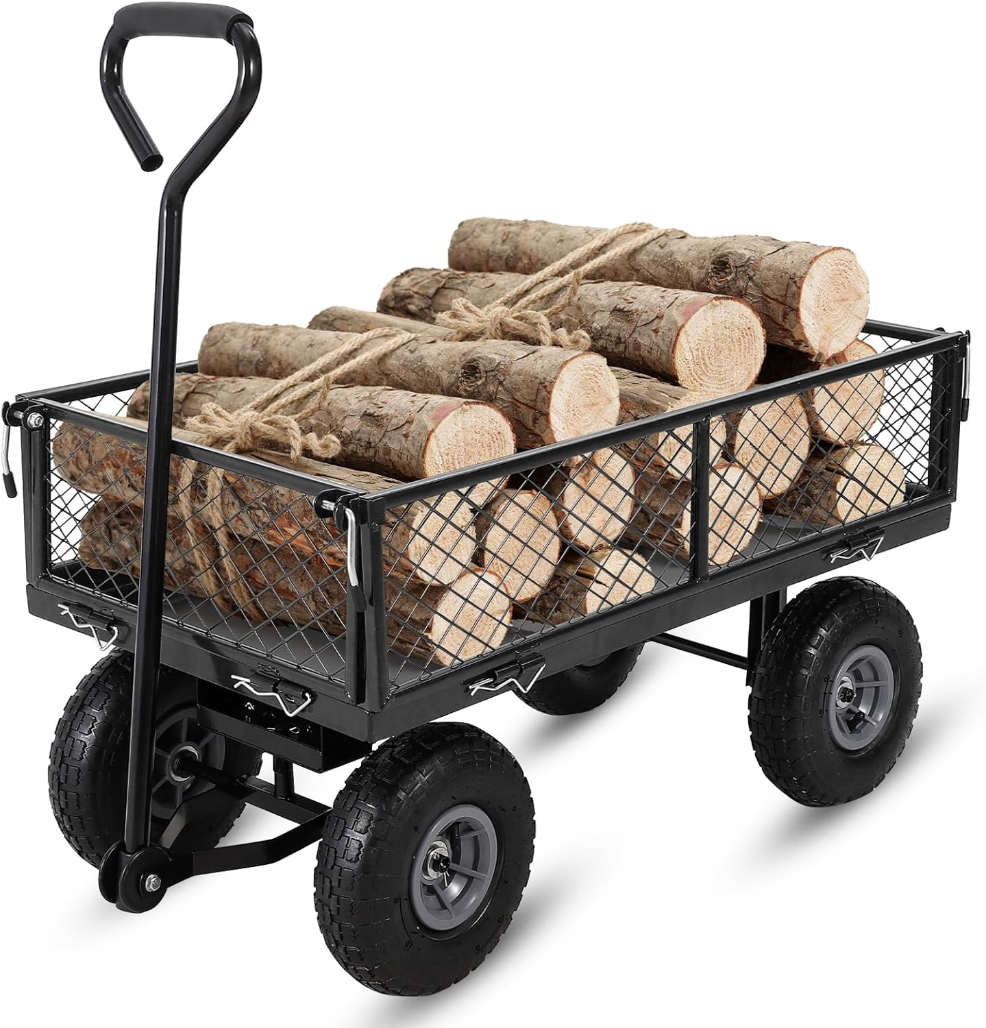 Heavy Duty Steel Garden Cart Folding Utility Wagon with Removable Cart Liner, 500 Lbs Capacity