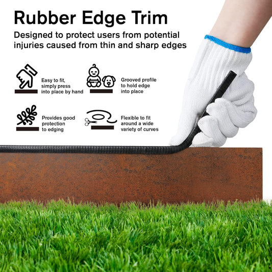 Worth Garden 6-Pack Cor-Ten Steel Landscape Edging with Black Protection Strips - Rust Patina Finish 40" L x 5.5" H (20Ft Total) - Hammer-in 14-Gauge Metal Corten Lawn Yard Edging Border w/ 7 Clips