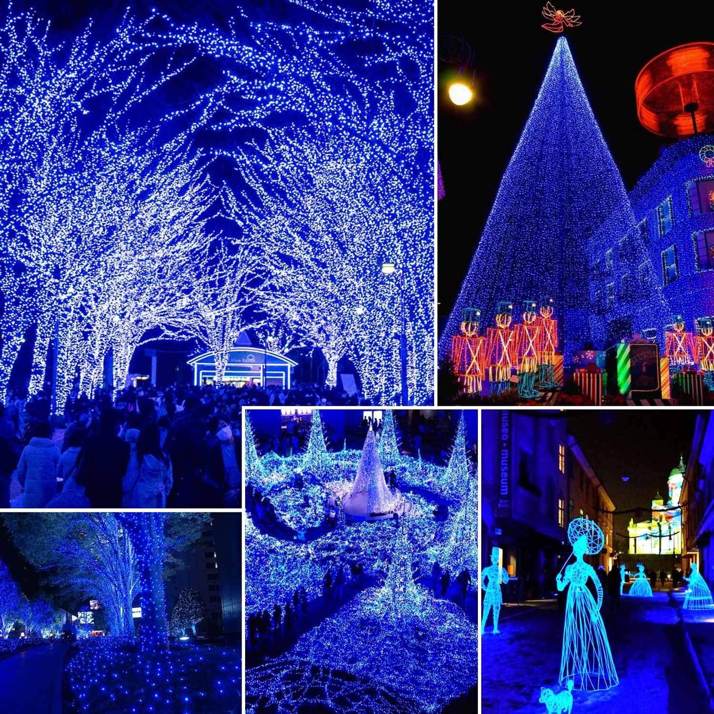 Solar String Lights Outdoor, 2-Pack 144FT 400 LED Solar Christmas Twinkle Lights Outside Waterproof Copper Wire 8 Modes Solar Fairy Lights for Garden Tree Party Birthday Christmas Decor (Blue)