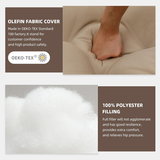 RACE LEAF 4 Pack 17x17 Inch Patio Chair Cushions, Thickened Seat Cushions Waterproof Stain Resistant with Non-Slip Ties (Khaki)