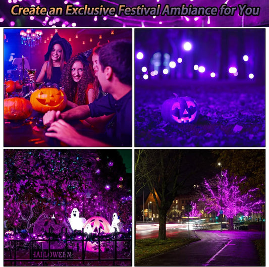 Solar String Lights for Outside, 39Ft 100 LED Solar String Lights Outdoor with 8 Modes,Solar Lights for Outside Waterproof for Yard, Fence,Balcony, Party,Christmas Tree Decorations(Purple)