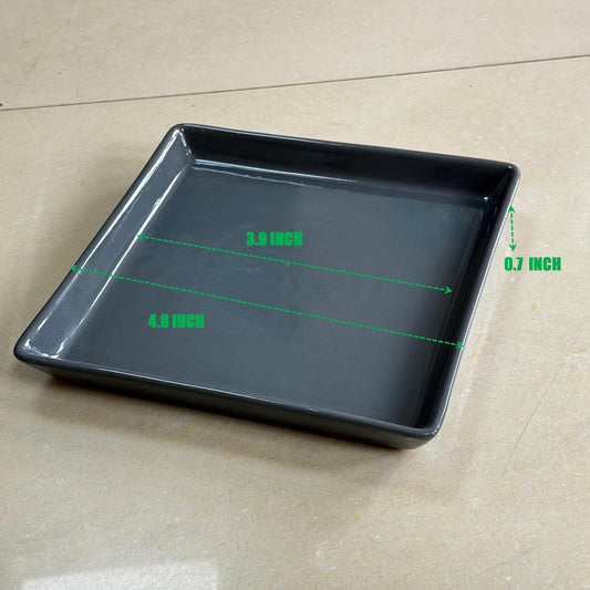 Square Plant Saucer 4 Inch 2 Pack,Plant Trays for Pots, Gray Ceramic Plant Saucers for Indoors Outdoors, Plant Drip Tray 4 6 8 10 12 14 Inch