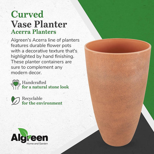 Algreen 43729 Acerra Weather Protected Recycled Composite Vase Planter Pot, Indoor or Outdoor use, Tall Lightweight 7 pounds, Rust