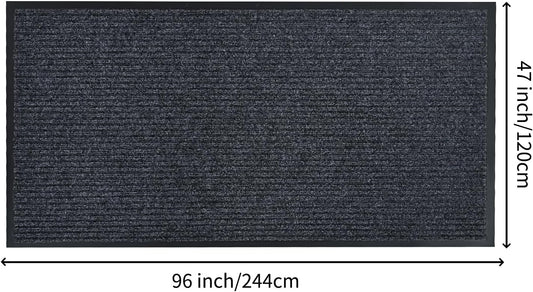 fani Heavy Duty Large Outdoor Indoor Entrance Black Doormat Waterproof Low Profile Entrance Rug Front Door Mat Patio Anti-Skid Rubber Back, 48x96 inch (Gray)